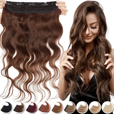 Thick One Piece 100% Clip In Remy Human Hair Extensions 3/4 Full Head Body Wavy • $85.63