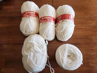 Patons Classic Wool Worsted Winter White Lot Of 5 • $18.77