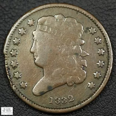 1832 Classic Head Copper Half Cent 1/2C - Edge Damage • $46