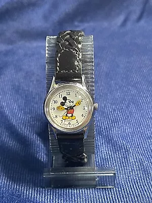 Vintage Classic Disney Mickey Mouse Watch Lorus V515 Movement New Blk Band Batt. • $16.95