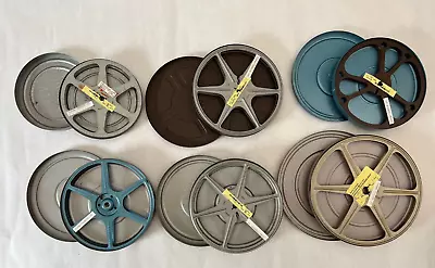 6 Empty 8mm Metal Film Reels W/ Metal Cases • $29.10