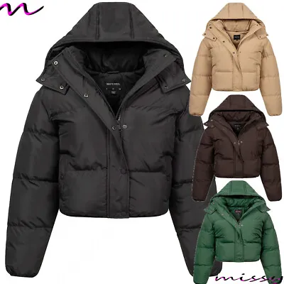 £24.99 • Buy New Womens Ladies Winter Oversized Short Puffer Jacket Coat Hooded Sizes 8-16