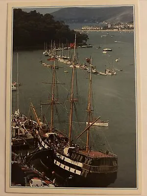 Chrome Postcard Conwy Castle Harbour & The Sailing Ship Restaurant Wales UK • £4.80