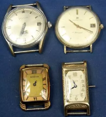 F 24.  4 Gents  Vintage Wrist Watches Gruen 15j Geneva 17j Vantage 17j & Hamil • $4.25