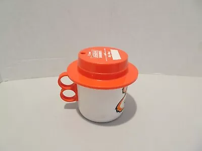 Krispy Kreme Doughnuts Travel Coffee Mug VINTAGE 1980s Whirley Industries Orange • $22.50