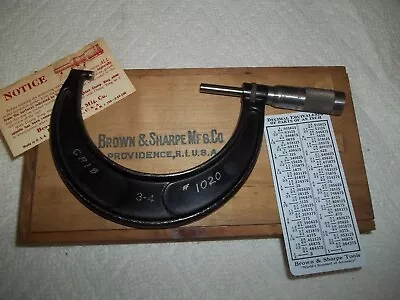 Brown & Sharpe 3-4 Inch Micrometer NO.65 With WOOD CASE (LOT B) • $29.99