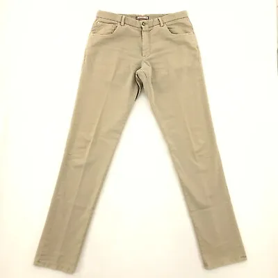 Zanella Pants Mens 36x38 5 Pocket Active Cotton Blend Tan Stretch Italy Pleated • $19.95