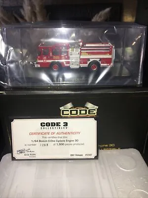 Code 3 Boston E-One Cyclone II Pumper 30 Boston Fire Dept 1.64 New Rare • £116.99