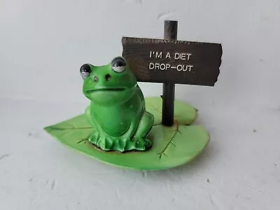 VTG 70's Plastic Frog On Lillypad With Funny Sign • $6