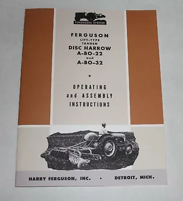 Ferguson A-BO-22 A-BO-32 3 Point Lift Type Tandem Disc Harrow Operators Manual  • $11.95