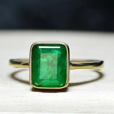 925 Ring Sterling Silver Natural Colombian Emerald Octagon Shape Luxury Cute New • $34.99