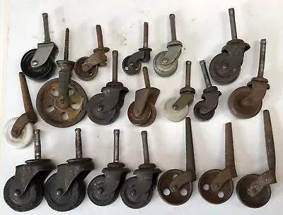 Large Misc. Lot Of 19 Antique Vintage Metal & Ceramic Wheel Furniture Casters • $20