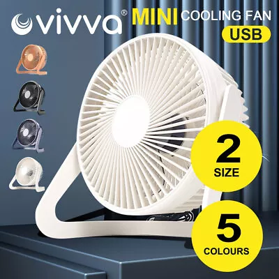 Vivva 4/8 Inch Portable Mini USB Cooling Fan 360° Rotation Small Desktop Quiet • $14.50