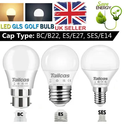 6 Pack LED Golf Ball Bulbs Lightbulb Warm Cool White Energy Saving Bayonet Globe • £8.45