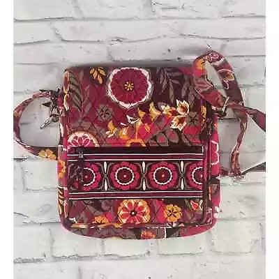 VERA BRADLEY Carnaby Messenger Bag Crossbody Purse Large Floral Pink Organizer • $30