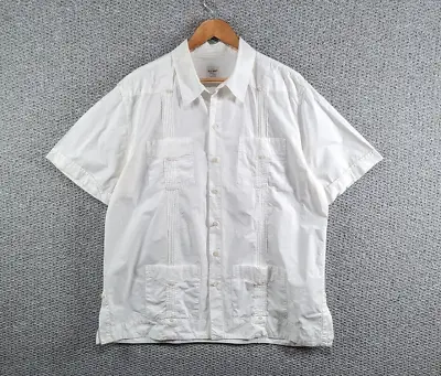 £22.50 • Buy OLD NAVY Retro Men's White Guayabera Cuban Mexican Panama Button Shirt - XL