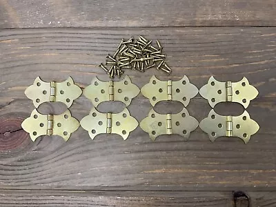 8 Vintage Small Butterfly Hinges Brass Plated With Screws 2.5” NOS • $15.29