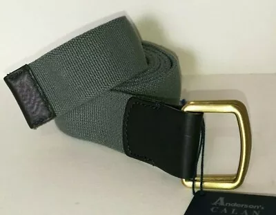 £59.99 • Buy ANDERSONS ITALIAN BLUE STRETCH FABRIC LEATHER MENS BELT GOLD BUCKLE 105cm 40  BN
