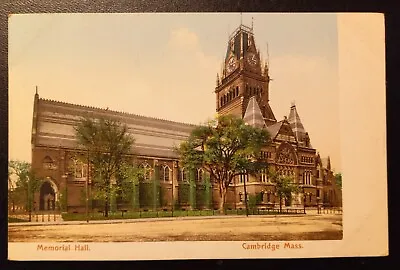 Memorial Hall Harvard College Cambridge Mass Postcard Vtg UDB School Clock EXC • $2.99