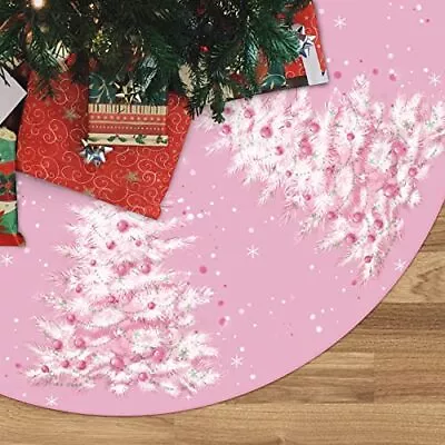 Christmas Tree Skirt Pink Christmas Tree Skirt Xmas Winter 48inch Pink Tree • $28.85