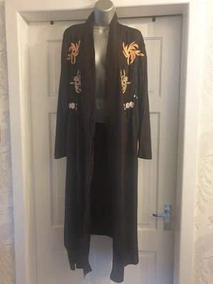 £9.99 • Buy Topshop Embroidered Kimono Jacket Black With Floral Embroidery Size 12 14 16