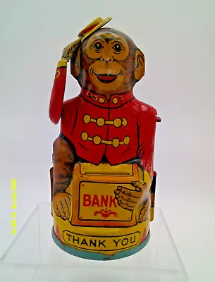 Tin Monkey Bank Tipping His Hat After A Coin Dropped In Slot-removable Bottom • $60