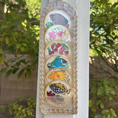 $8 • Buy Capiz Shell Tropical Fish Coasters Set Of Six Philippines Souvenirs