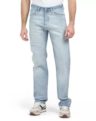 New Men's Original Fit Stretch 501 Levis Blue Jeans. Light Wash Heavy Blast • $26.99