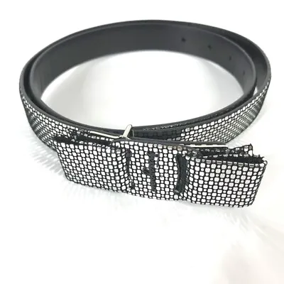 Salvatore Ferragamo Vala Ribbon Ribon Metallic Belt Leather Black/Silver • $390.50