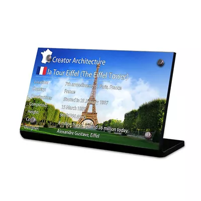 Display Plaque For LEGO 10181 Eiffel Tower MP042 • $16.75