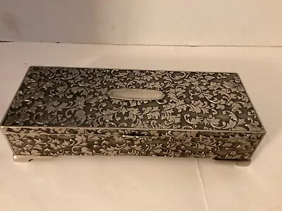 Vintage Ornate Silvertone Velvet Lined Jewelry Box 9” With Mirror • $24.99