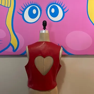 Moschino Red Leather Cut Out Heart Vest • $998.75