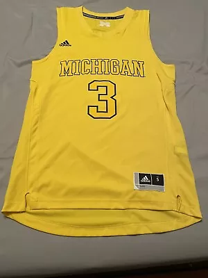 Michigan Wolverines Adidas #3 Yellow Basketball Jersey - Size Small • $35