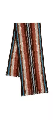 Missoni Chevron Wool Blend Fringe Scarf Brown Multicolor NWT • $89