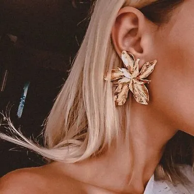 $6.72 • Buy Women Big Flower Earring Geometric Statement Earrings Vintage Ear Dangle 1Pair