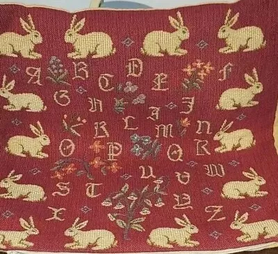 Jules Pansu French Tapestry Throw 13  Pillow Cover Rabbits Alphabet Read  • $20