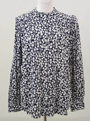 £9.99 • Buy Women's M&S Collection Blouse Blue White Floral Print Cotton Blend Brand NWOT