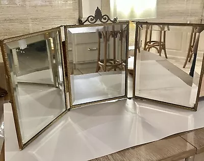 Antique Trifold & Beveled Vanity Mirror  • $197