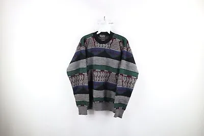 Vintage 90s Coogi Style Mens Small Ed Bassmaster Rainbow Knit Cosby Dad Sweater • $62.95