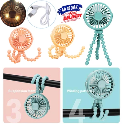 $4.95 • Buy USB Charging Fan Flexible Octopus Clip-on Mini Fan Handheld Fans Baby Stroller