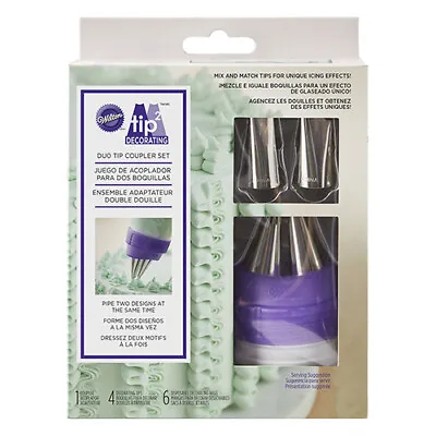 £11.49 • Buy Wilton Duo Tip Coupler Set For Piping Icing Decoration Incl. 4 Nozzles & Bags