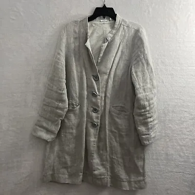 Habitat Coat Top Woman's Medium Solid Gray Long Sleeve Buttons Pockets Read • $11.59