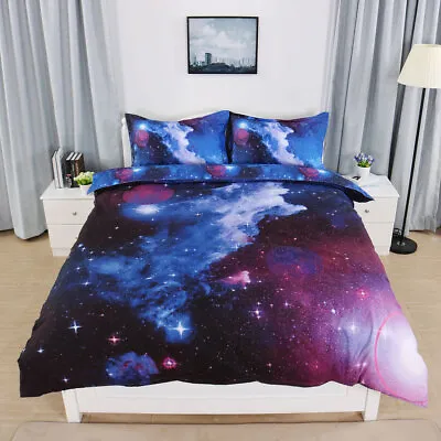 Star Blue Sky Moon Night Duvet Cover Purple Starry Pattern 4pcs • $35.78