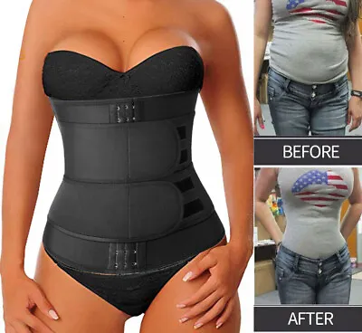 Women Waist Trainer Cincher Trimmer Body Shaper Sauna Sweat Belt Gym Shapewear • £9.79