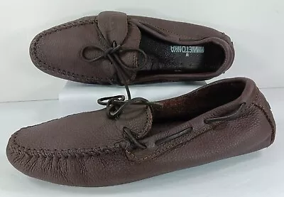 Minnetonka Shoes Mens 12 Brown Moccasins Loafers Genuine Moose Leather • $26.99