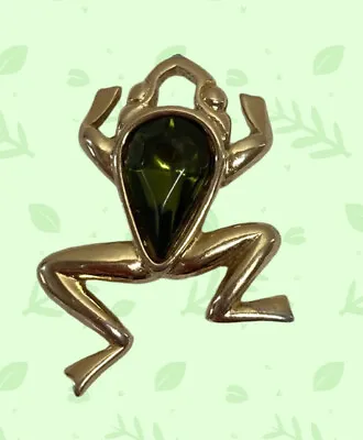 VTG  TRIFARI JELLY BELLY FROG Slide Pendant GREEN Back Jewelry • $29