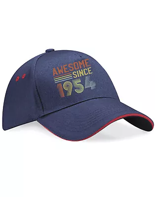 70th Birthday Hat 70 Years Old Born In 1954 5 Panel Cotton Cap Sandwich Peak • £14.99