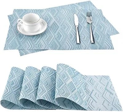 $4.66 • Buy Set Of 4 Placemats For Dining Table Heat Resistant Place Mats Washable PVC Table
