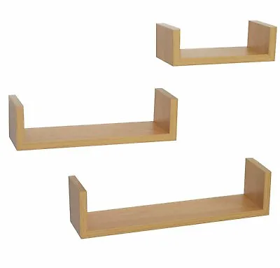 Set Of 3 U Shape Floating Wall Shelves Storage Display Shelf White Black Grey  • £9.90