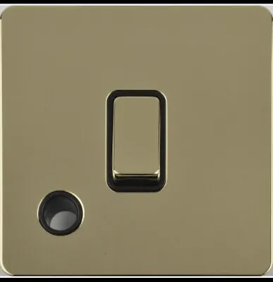 GET/Schneider Ultimatescrewless Flat Plate 20 Amp DP Switch.polish Brass. • £11.99